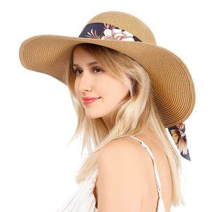 🆕 Flowers Beach Sun Hat Adjustable & Free Gift